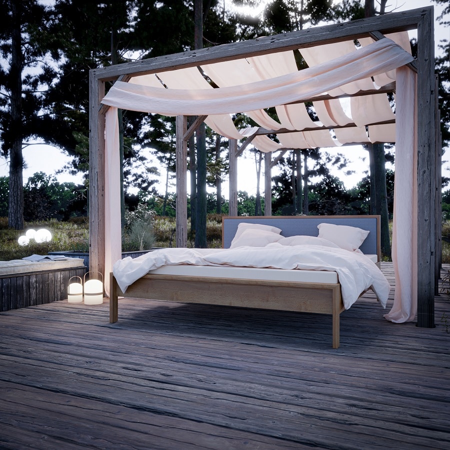 Freja Snedker Sengeramme i Massiv FSC Egetræ og Uld fra Organic Sleep | Uden Fodgavl