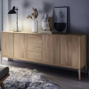 Heimdal Skænk med 3 Skuffer og 4 Låger i Massiv Egetræ fra Organic Sleep | Bianco Lys olie