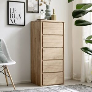 Heimdal Kommode i Massiv Egetræ med 5 Skuffer uden Metalben fra Organic Sleep | Naturolie
