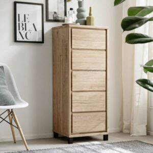 Heimdal Kommode i Massiv Egetræ med 5 Skuffer med Metalben fra Organic Sleep | Naturolie