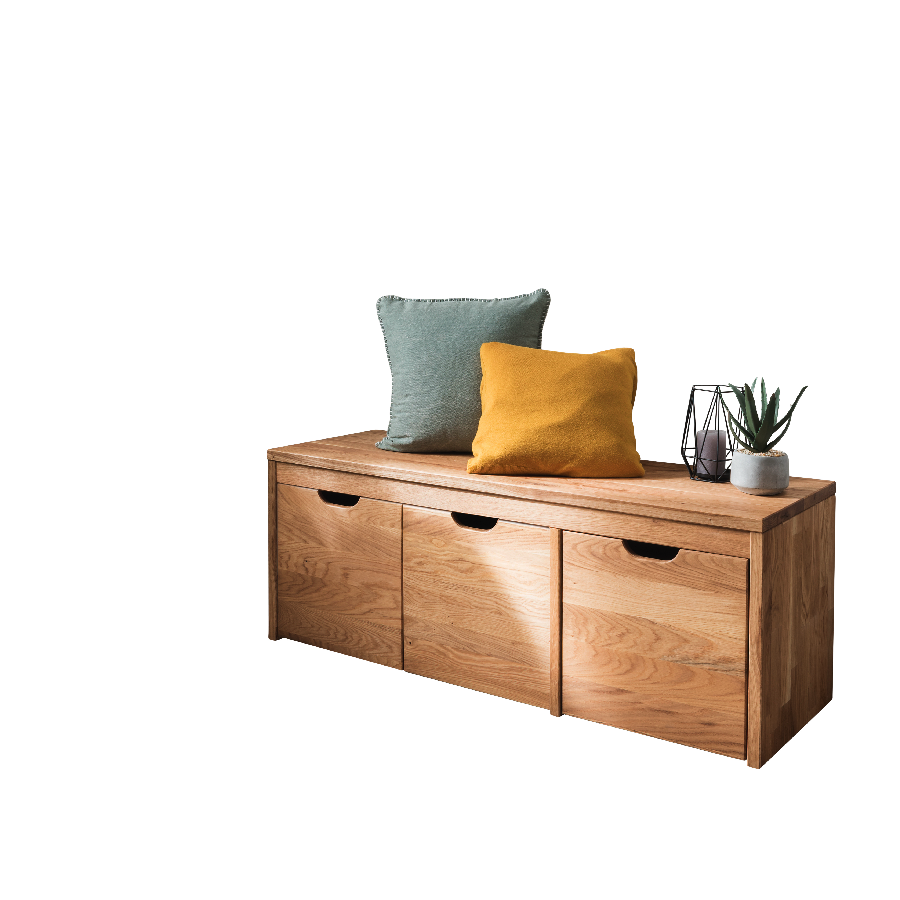 Loke Snedker Bænk med 3 Skuffer i Massiv FSC Egetræ og Naturolie fra Organic Sleep | B40 x H45 x L120 - Billede 2
