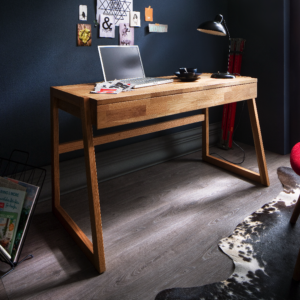 Loke Snedker Skrivebord i Massiv FSC Egetræ og Naturolie fra Organic Sleep | 1 Skuffe - B55 x H77 x L126