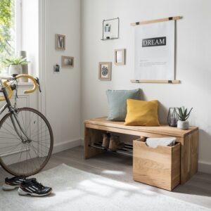 Loke Snedker Skoreol med 1 Skuffe i Massiv FSC Egetræ og Naturolie fra Organic Sleep | B40 x H45 x L120 - Billede 1